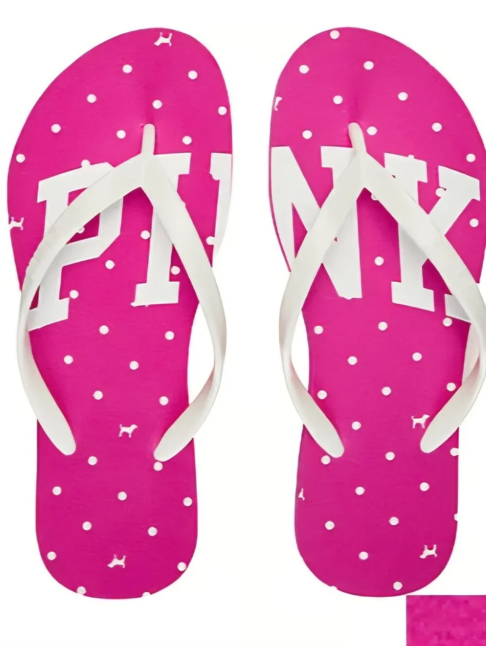 PINK Victoria's Secret Flip Flop Sandals in PINK FIRE POLKA DOT Size 9 NWT